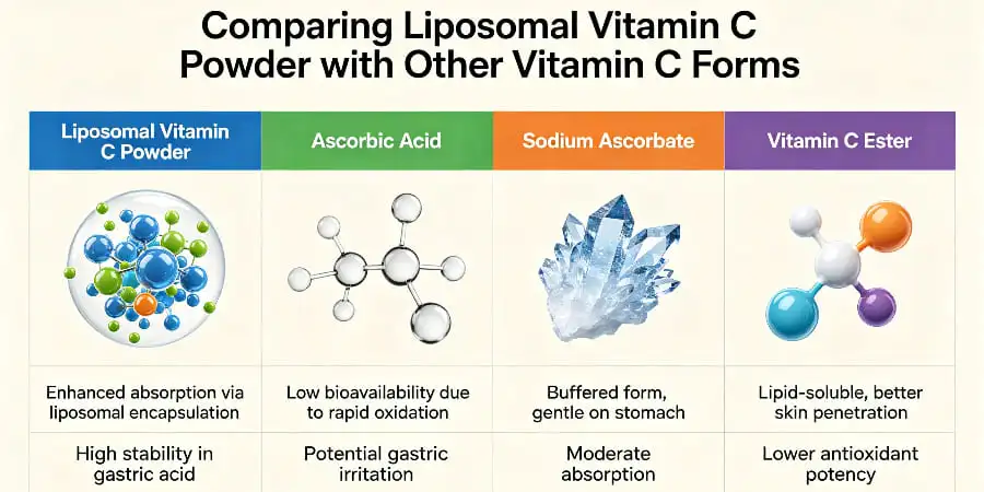 Comparing Liposomal Vitamin C Powder with Other Vitamin C Forms Comparing Liposomal Vitamin C Powder with Other Vitamin C Forms