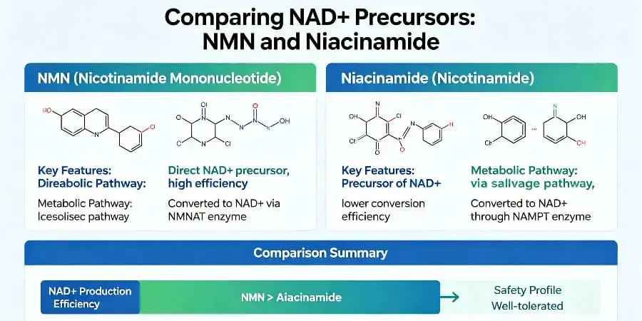 Comparing NAD+ Precursors-NMN and Niacinamide Comparing NAD+ Precursors-NMN and Niacinamide